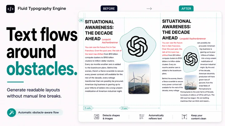 Fluid Typography Engine Bends Text Around Obstacles with Ease