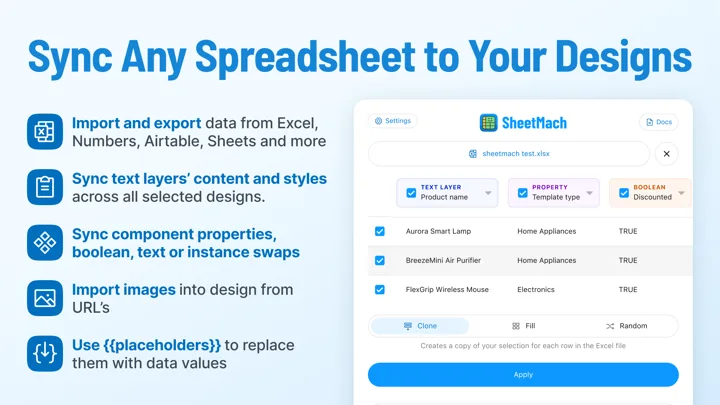 SheetMach – Sync any spreadsheet with your designs